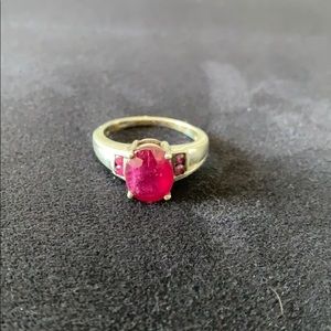 Genuine ruby on 925 silver ring